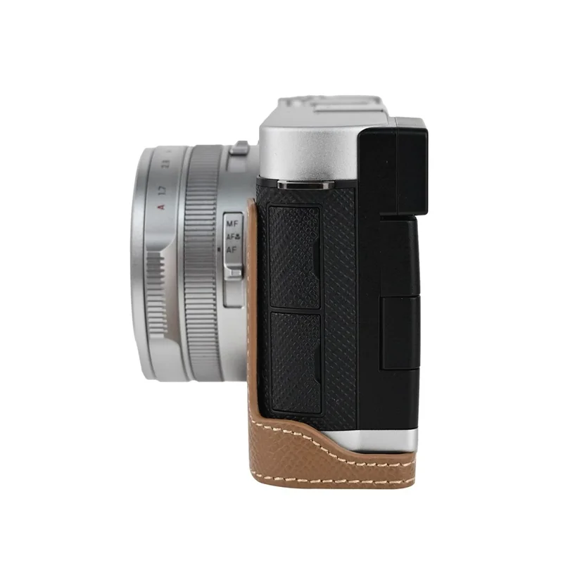Halbes Gehäuse für Panasonic Lumix L10 Kamera mit abnehmbarem Batteriezugang, Schutzhülle aus PU-Leder - Khaki