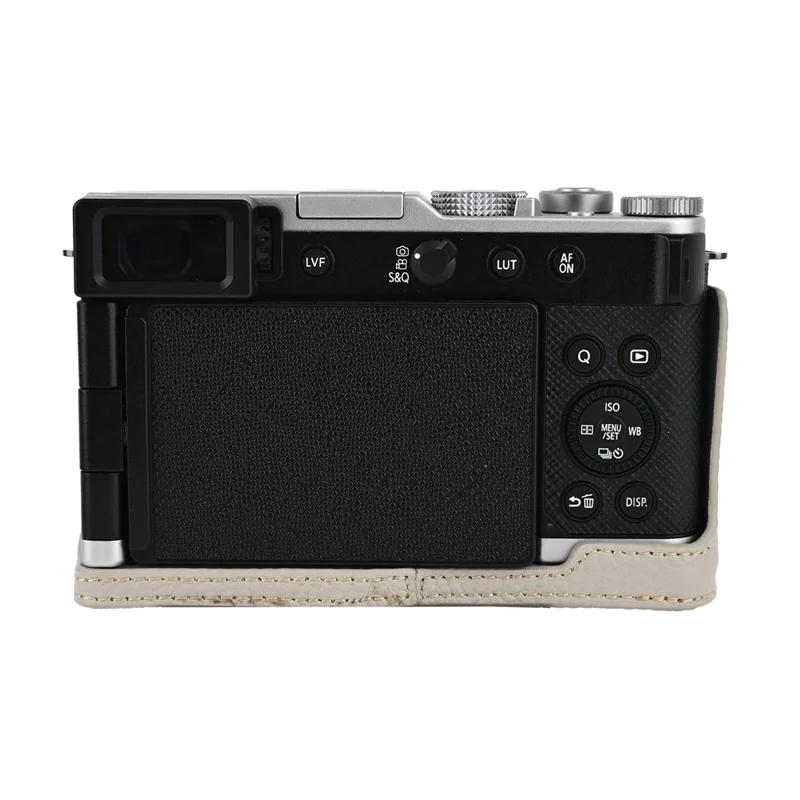 Чехол-боковик для камеры Panasonic Lumix L10 из натуральной коровьей кожи - серо-белый