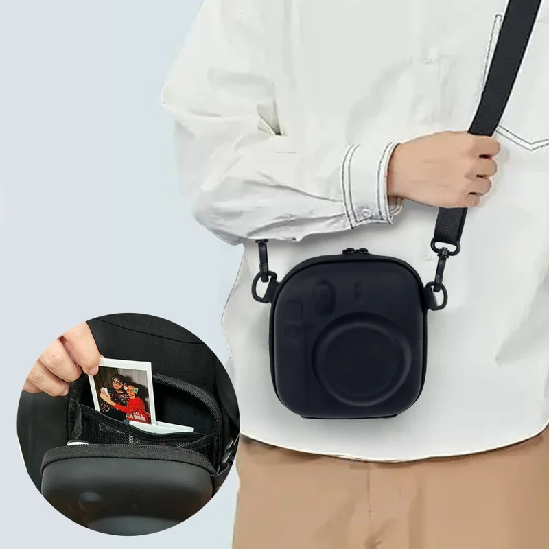 EVA Camera Carrying Case for Fujifilm Instax Mini 12  /  11  /  9  /  8  /  40  /  7+ with Adjustable Shoulder Strap - Black