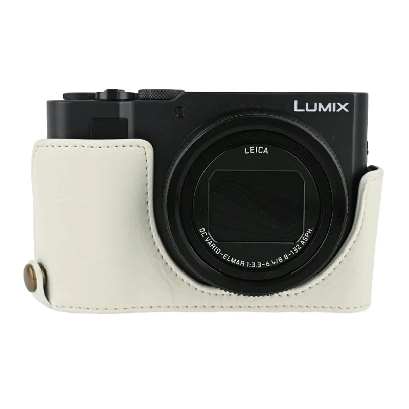 For Panasonic Lumix ZS300 / TZ300 Litchi Camera Base Protective Camera Case with Shoulder Strap and Battery Access - White