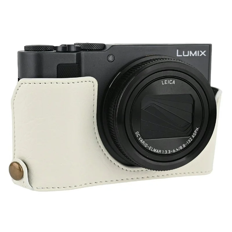 For Panasonic Lumix ZS300 / TZ300 Litchi Camera Base Protective Camera Case with Shoulder Strap and Battery Access - White