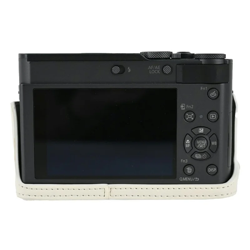For Panasonic Lumix ZS300 / TZ300 Litchi Camera Base Protective Camera Case with Shoulder Strap and Battery Access - White