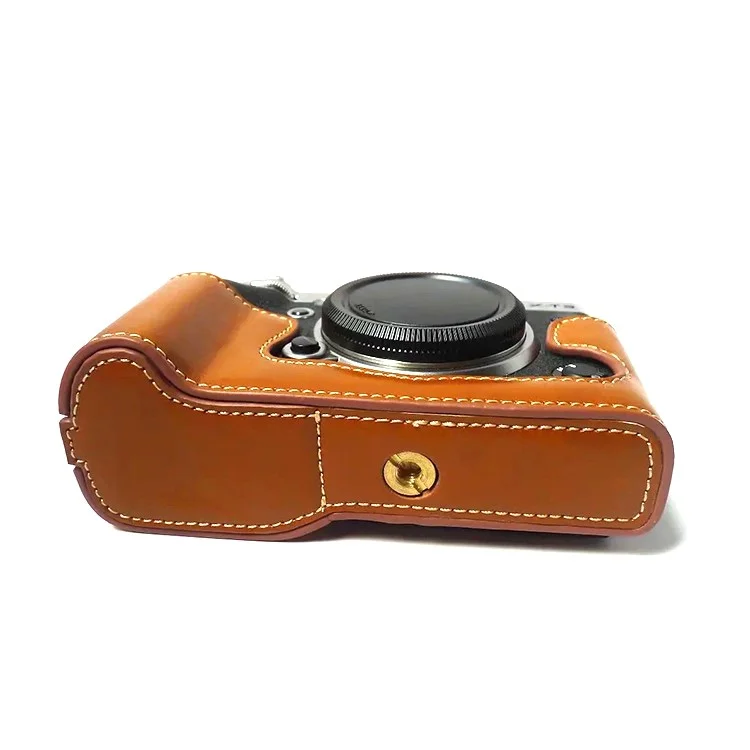 Для Fujifilm X-T3 Digital Camera PU Leather Protective Bottom Case Battery Opening Design Half Body Cover - Brown