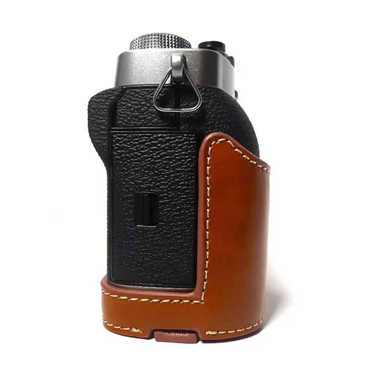 Для Fujifilm X-T3 Digital Camera PU Leather Protective Bottom Case Battery Opening Design Half Body Cover - Brown