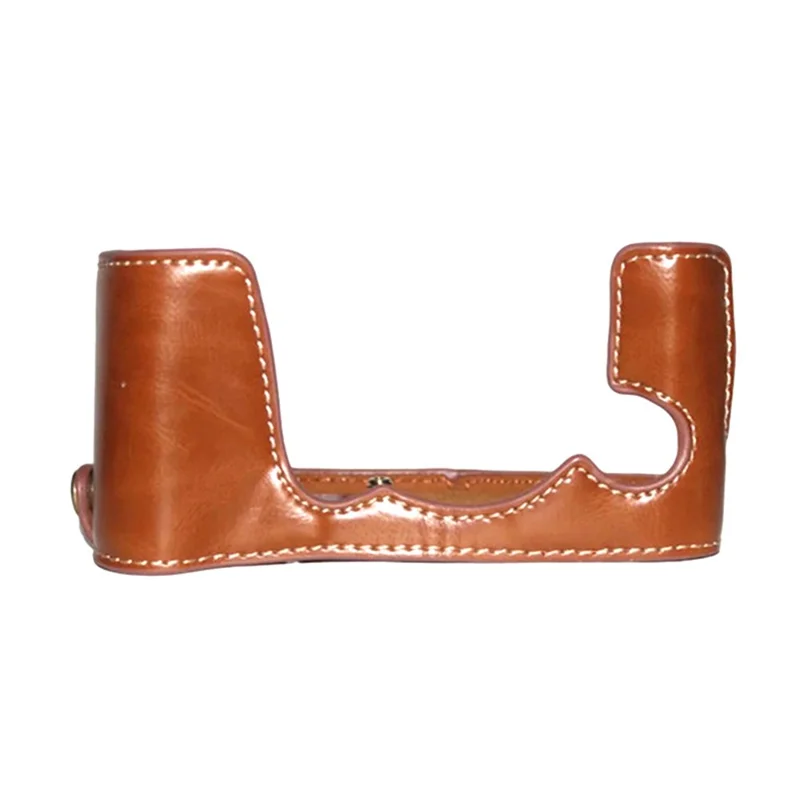 For Fujifilm X-E3 Camera Bottom Shell PU Leather Large Opening Design Protective Half Body Cover - Brown