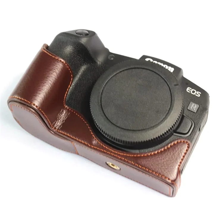 Для Canon EOS RP Genuine Leather Half Body Protective Cover Battery Opening Design Camera Bottom Case with Hand Strap - Coffee