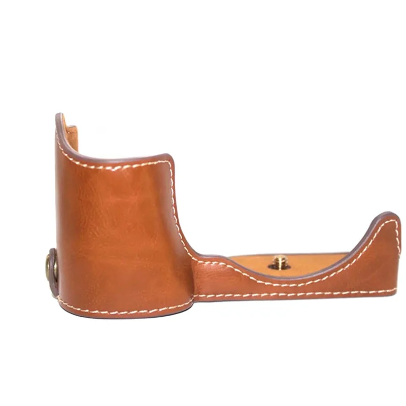 Für Sony ZV-E10 Kamera Bodenetui Anti-Kratzer PU-Leder Halbschutzhülle mit Batteriefachdesign - Braun