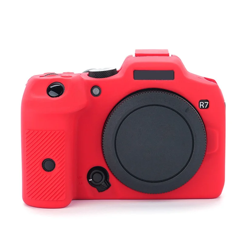 Flexible Silicone Protective Case for Canon EOS R7 Camera, Anti-scratch Anti-drop Cover - Red