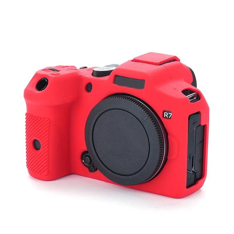 Flexible Silicone Protective Case for Canon EOS R7 Camera, Anti-scratch Anti-drop Cover - Red