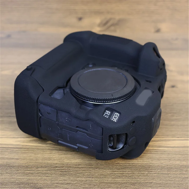 Drop Protection Flexible Silicone Protective Case for Canon EOS R3  Camera, Anti-scratch Anti-drop Cover - Black