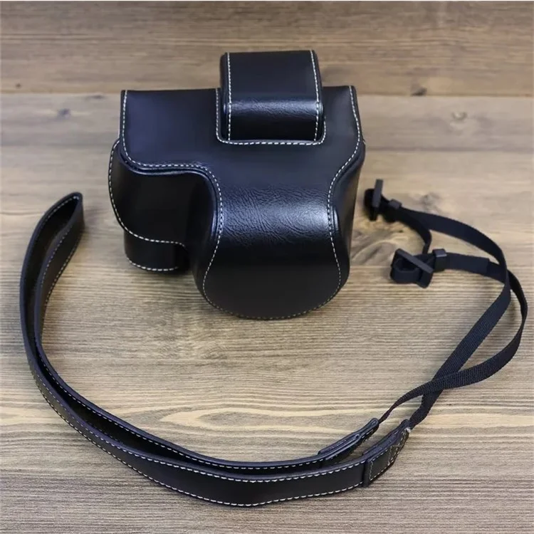 Caixa de Câmera de Couro PU Para Nikon Z30 Z50, Câmera de Bolsa de Ombro de Capa de Proteção de Corpo Inteiro e Acessórios Para Lentes - Preto