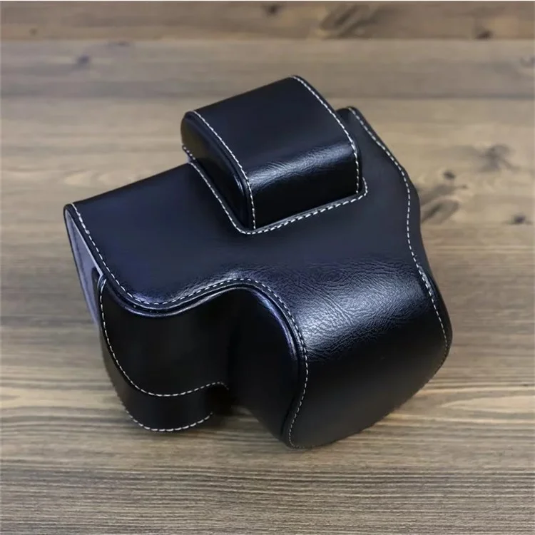 Caixa de Câmera de Couro PU Para Nikon Z30 Z50, Câmera de Bolsa de Ombro de Capa de Proteção de Corpo Inteiro e Acessórios Para Lentes - Preto