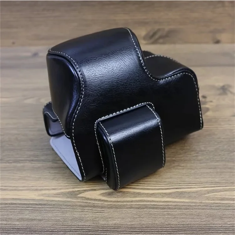 Camina de Cámara de Cuero PU Para Nikon Z30 Z50, Bolsa de Protección de Cuerpo Completo Cámara de Hombro Con Bolsas de Hombro y Accesorios Para Lentes - Negro