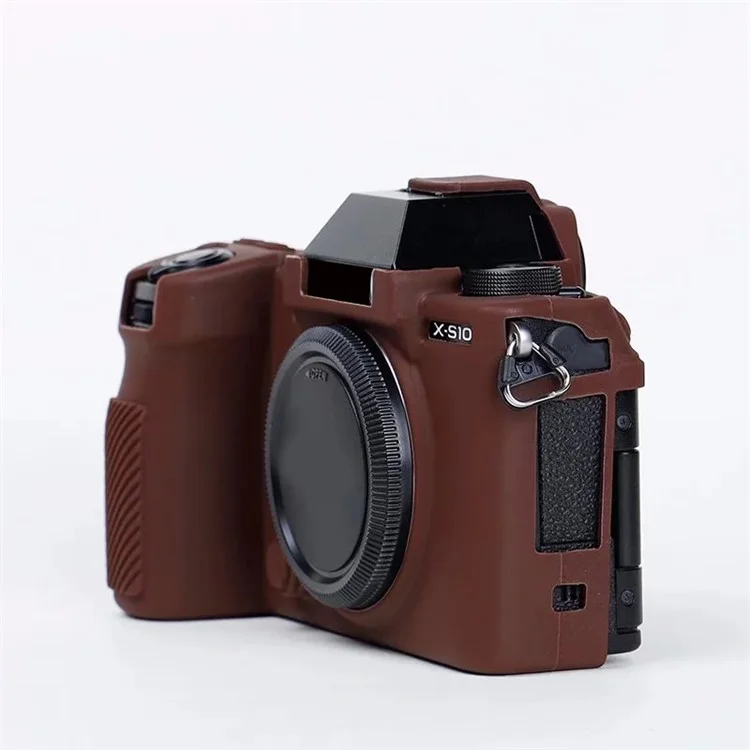 Case de Piel de Silicona Para la Cámara Fujifilm X-s10, Protector de Cubierta Del Cuerpo de la Cámara Digital Anti-drop - Café