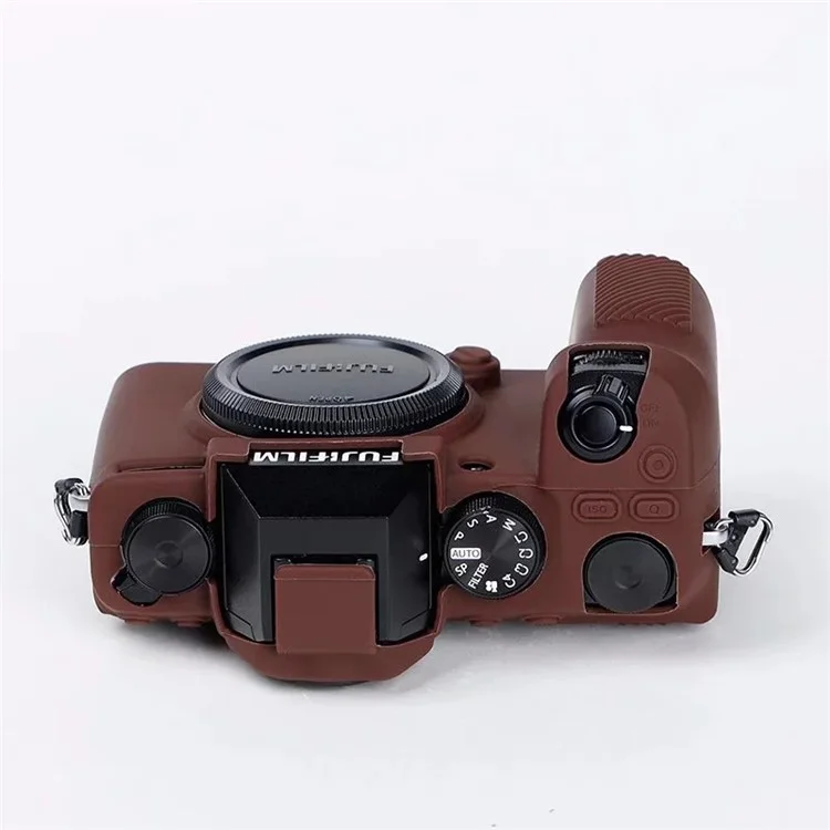 Case de Piel de Silicona Para la Cámara Fujifilm X-s10, Protector de Cubierta Del Cuerpo de la Cámara Digital Anti-drop - Café