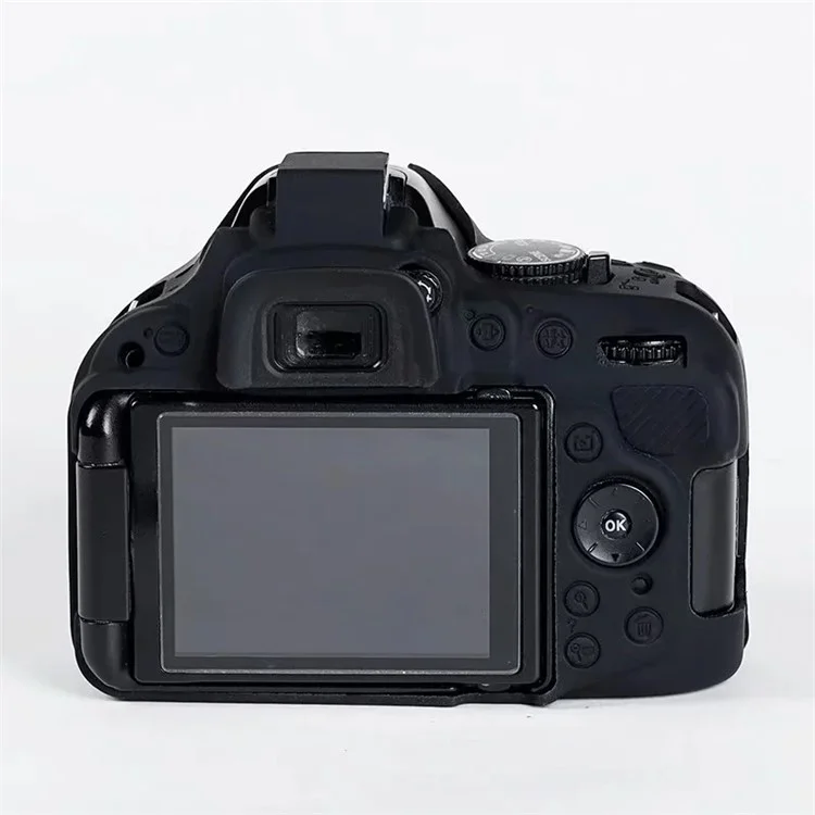 For Nikon D5200 / D5100 Silicone Skin Case Camera DSLR Bag Anti-scratch Protective Cover - Black