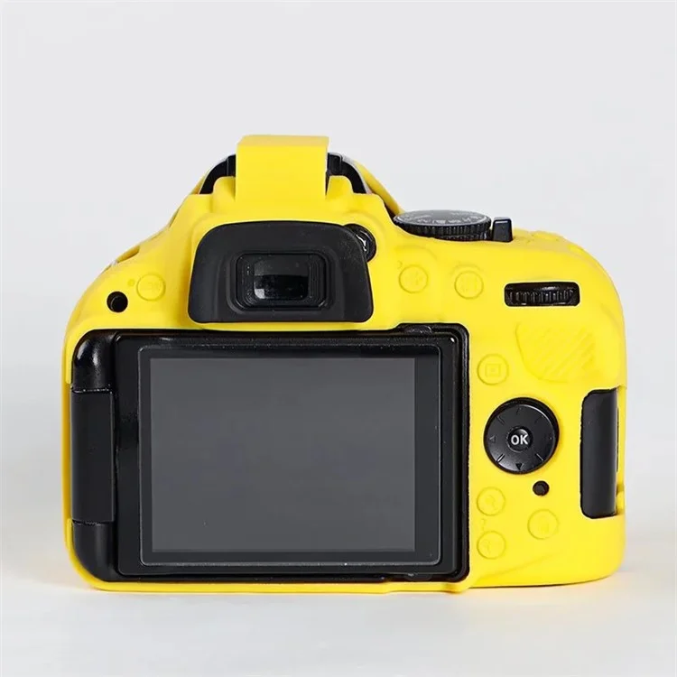 Para Nikon D5200 / D5100 Funda de Silicona Skin Case Bolsa de Cámara DSLR Antirayones Cubierta Protectora - Amarillo