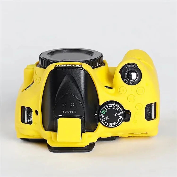 Para Nikon D5200 / D5100 Funda de Silicona Skin Case Bolsa de Cámara DSLR Antirayones Cubierta Protectora - Amarillo
