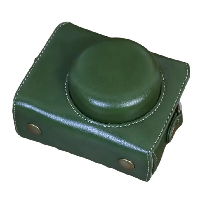 Pour Sony ZV-1 Vintage Détachable Sac Appareil Photo en Cuir PU Housse de Protection avec Bandoulière - Vert