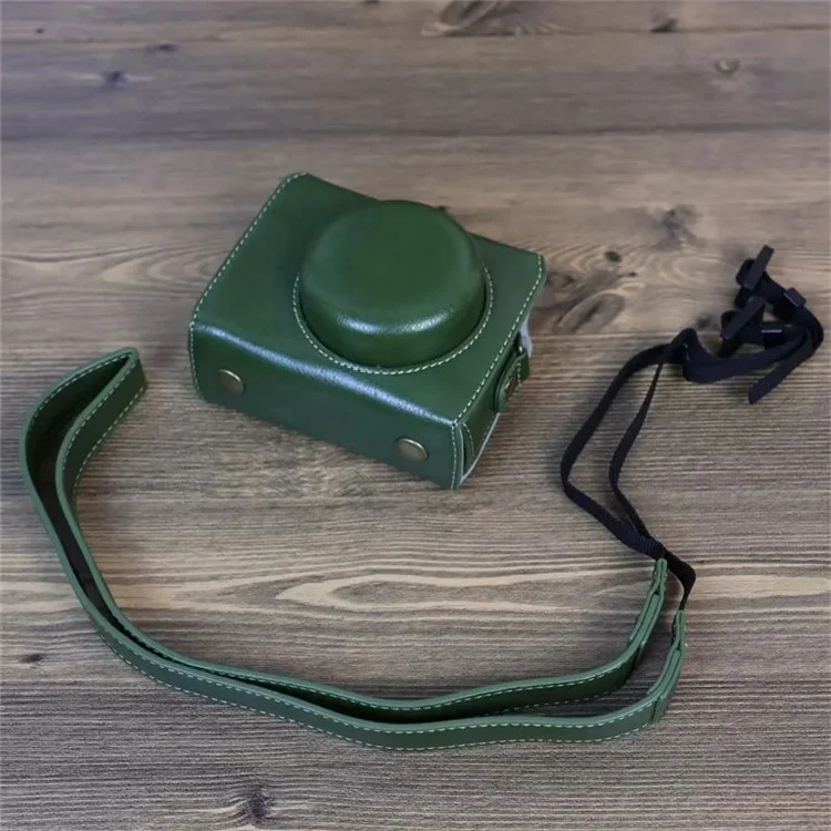 Pour Sony ZV-1 Vintage Détachable Sac Appareil Photo en Cuir PU Housse de Protection avec Bandoulière - Vert