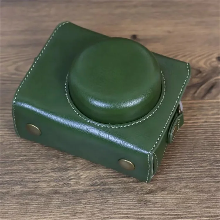 Pour Sony ZV-1 Vintage Détachable Sac Appareil Photo en Cuir PU Housse de Protection avec Bandoulière - Vert