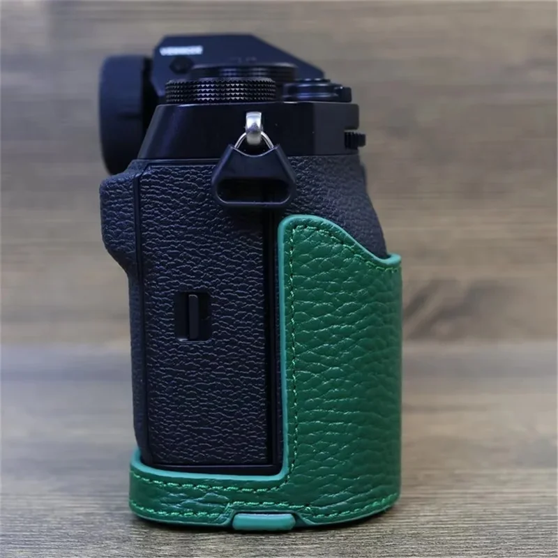 For Fujifilm X-T5 Genuine Leather Camera Case Battery Opening Design Protective Cover - Green