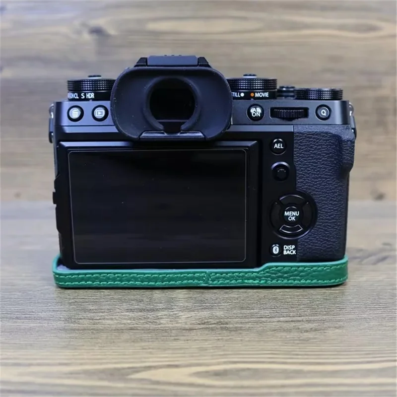 For Fujifilm X-T5 Genuine Leather Camera Case Battery Opening Design Protective Cover - Green