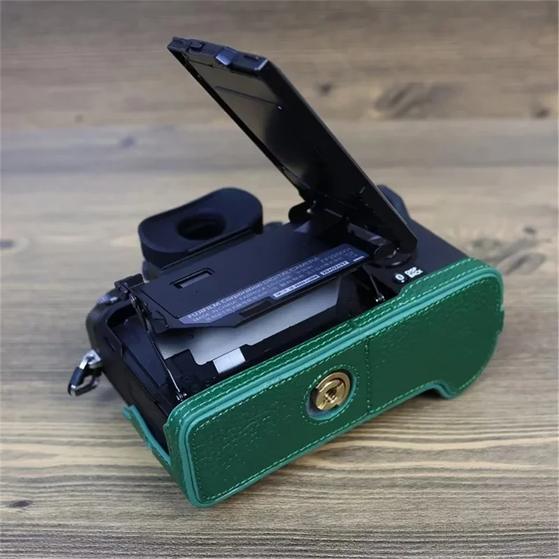 For Fujifilm X-T5 Genuine Leather Camera Case Battery Opening Design Protective Cover - Green