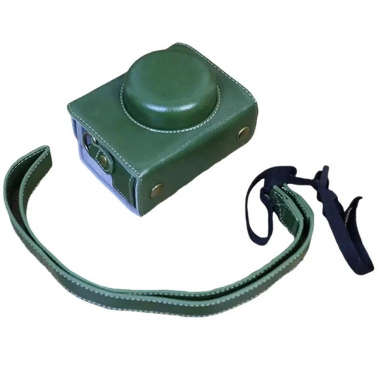 Capa de Couro PU para Câmera Sony ZV-1F, Bolsa de Transporte Protetora com Alça de Ombro - Verde