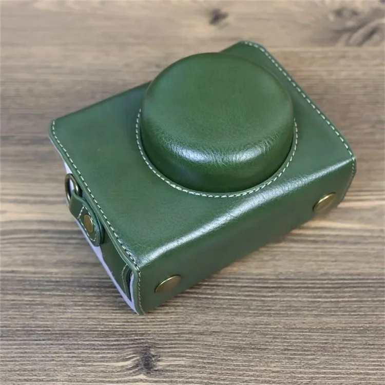 Capa de Couro PU para Câmera Sony ZV-1F, Bolsa de Transporte Protetora com Alça de Ombro - Verde