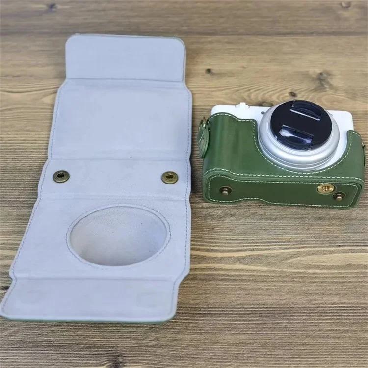 Capa de Couro PU para Câmera Sony ZV-1F, Bolsa de Transporte Protetora com Alça de Ombro - Verde