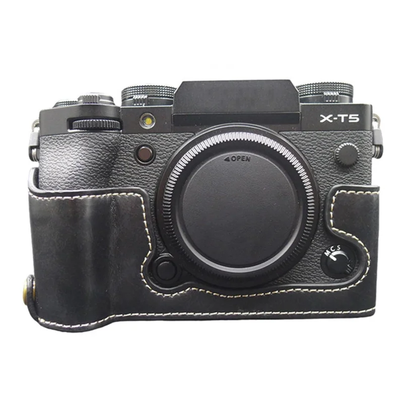 For Fujifilm X-T5 Camera PU Leather Case Battery Opening Design Protective Cover with Screw - Black