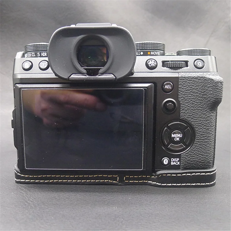 For Fujifilm X-T5 Camera PU Leather Case Battery Opening Design Protective Cover with Screw - Black