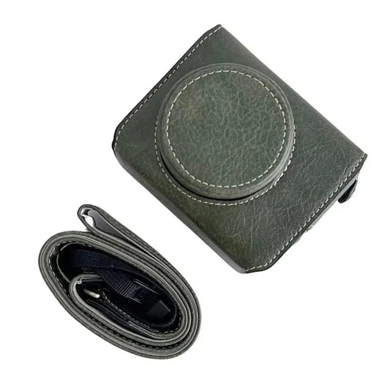 For Sony ZV-1F / ZV-1 Mark II Detachable PU Leather Camera Bag Battery Opening Design Drop-proof Cover with Shoulder Strap - Green