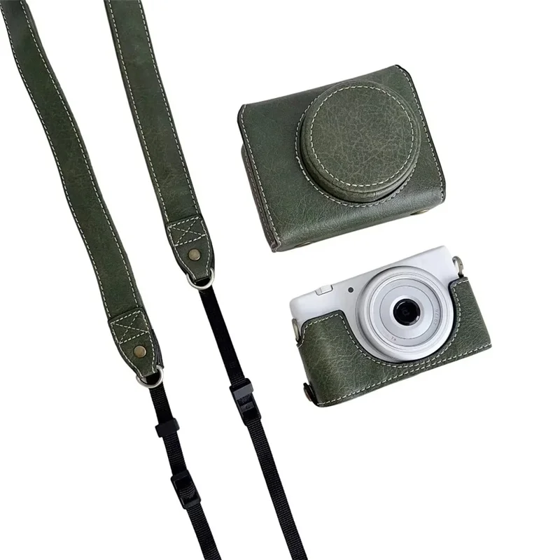 For Sony ZV-1F / ZV-1 Mark II Detachable PU Leather Camera Bag Battery Opening Design Drop-proof Cover with Shoulder Strap - Green