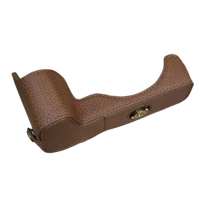 For Canon EOS R8 Genuine Cow Leather Camera Bottom Case Half Body Cover with Battery Opening - Brown