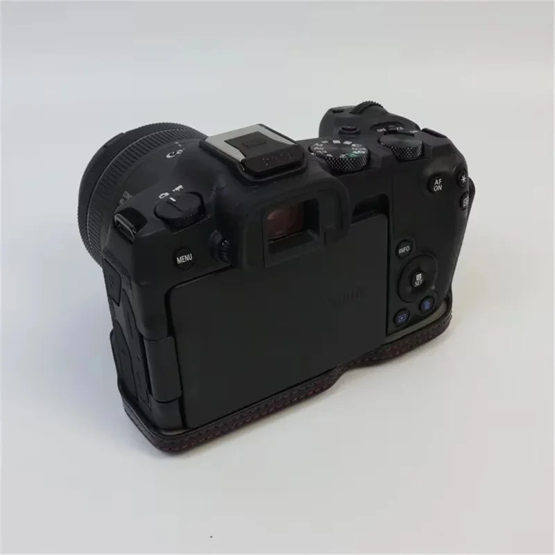 For Canon EOS R8 PU Leather Camera Bag Battery Opening Design Protective Cover - Black