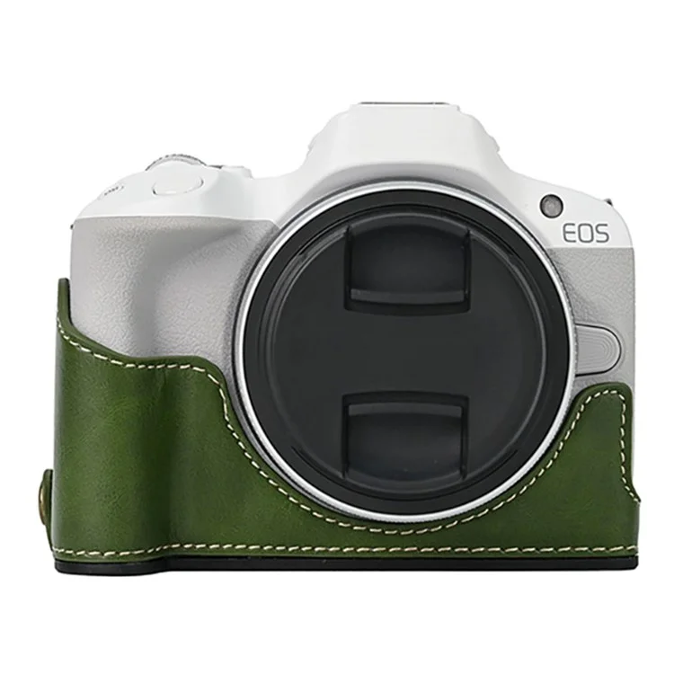 For Canon EOS R50 / R100 Camera Bottom Sleeve Large Opening Design PU Leather Half Body Case - Green