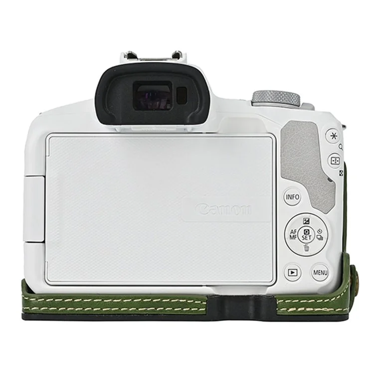 For Canon EOS R50 / R100 Camera Bottom Sleeve Large Opening Design PU Leather Half Body Case - Green