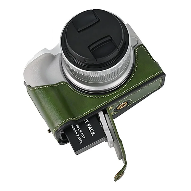 For Canon EOS R50 / R100 Camera Bottom Sleeve Large Opening Design PU Leather Half Body Case - Green