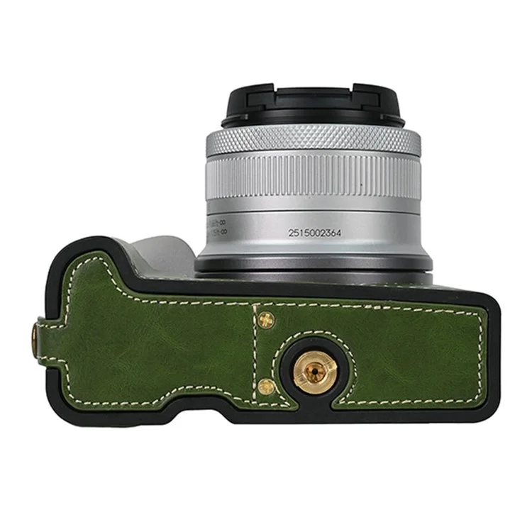 For Canon EOS R50 / R100 Camera Bottom Sleeve Large Opening Design PU Leather Half Body Case - Green