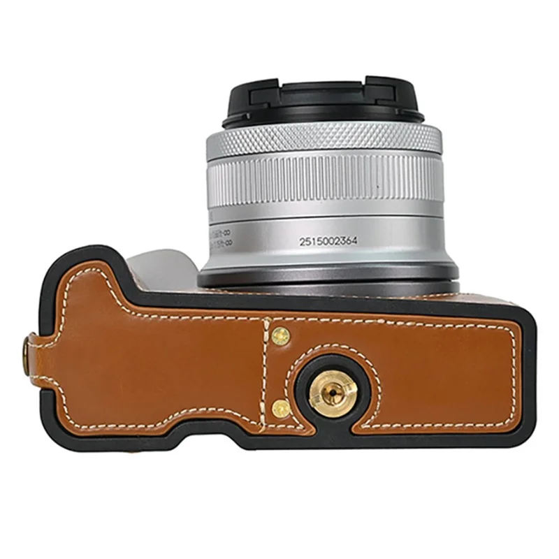 For Canon EOS R50 / R100 Camera Bottom Sleeve Large Opening Design PU Leather Half Body Case - Brown