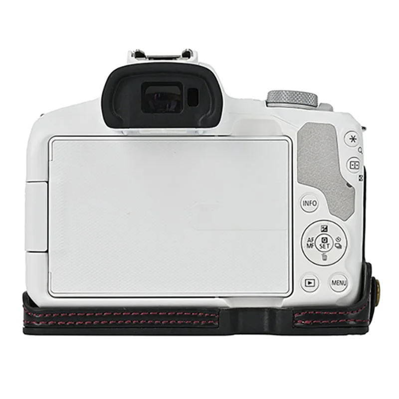 Para Canon EOS R50 / R100 Capa Inferior da Câmera, Design de Abertura Grande, Revestimento de Couro Sintético Preto