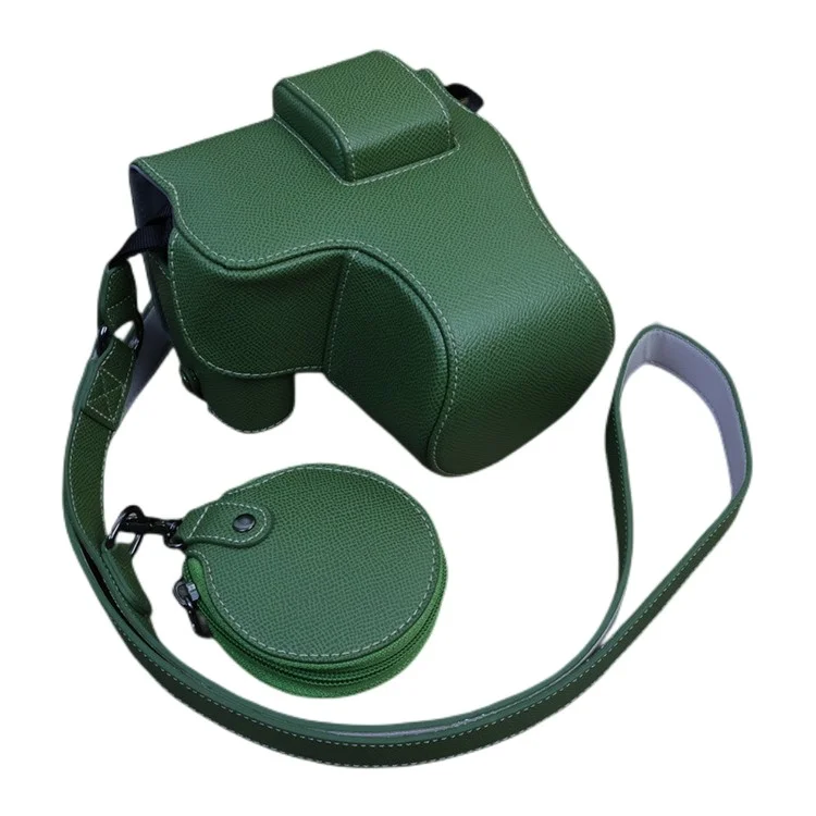 Para Canon EOS R8 PU Leather Case Digital Camera Battery Opening Design Bag with Strap and Small Bag - Verde