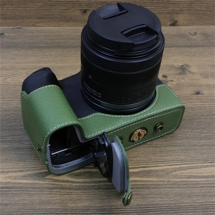 Para Canon EOS R8 PU Leather Case Digital Camera Battery Opening Design Bag with Strap and Small Bag - Verde