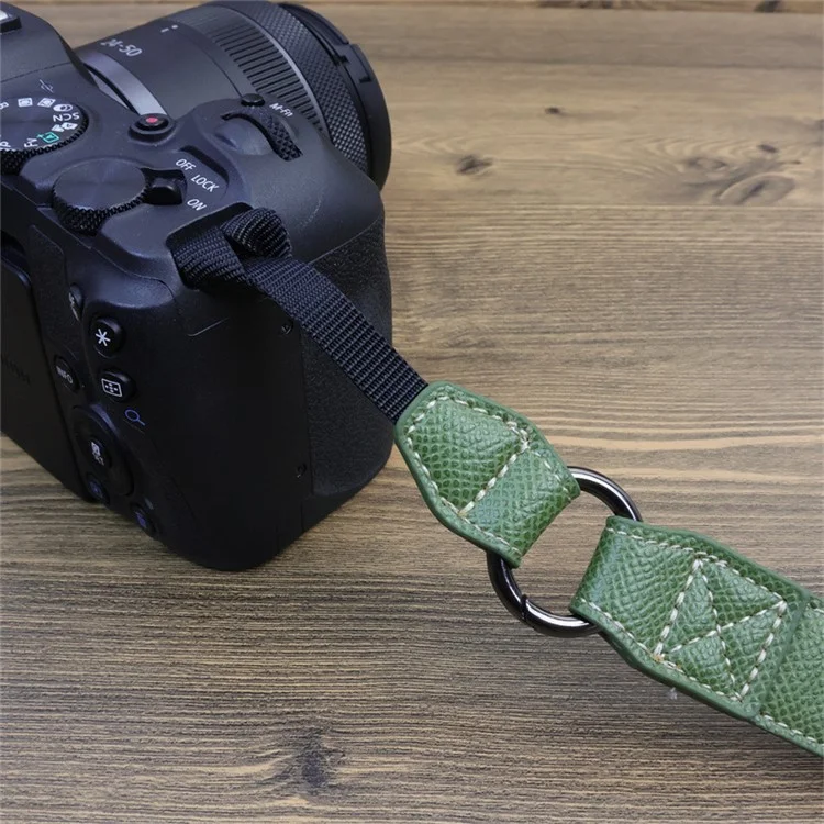 Para Canon EOS R8 PU Leather Case Digital Camera Battery Opening Design Bag with Strap and Small Bag - Verde