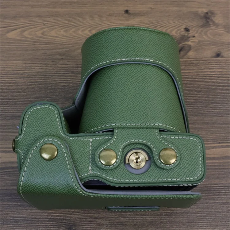 Para Canon EOS R8 PU Leather Case Digital Camera Battery Opening Design Bag with Strap and Small Bag - Verde