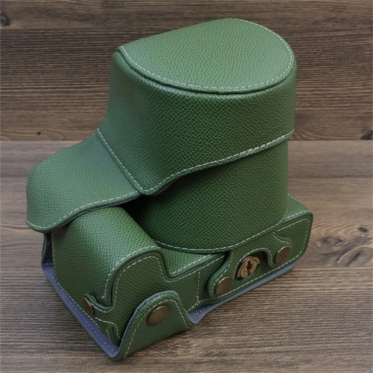 Para Canon EOS R8 PU Leather Case Digital Camera Battery Opening Design Bag with Strap and Small Bag - Verde