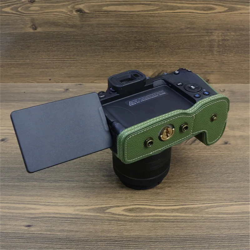 Para Canon EOS R8 PU Leather Case Digital Camera Battery Opening Design Bag with Strap and Small Bag - Verde