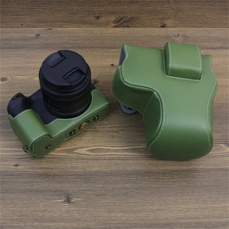 Para Canon EOS R8 PU Leather Case Digital Camera Battery Opening Design Bag with Strap and Small Bag - Verde